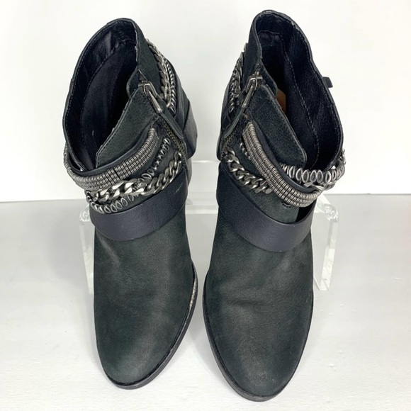 DOLCE VITA x Revolve Yazmina Leather Chain Rocker Ankle Boots in Onyx Sz 7.5 - Picture 4 of 13